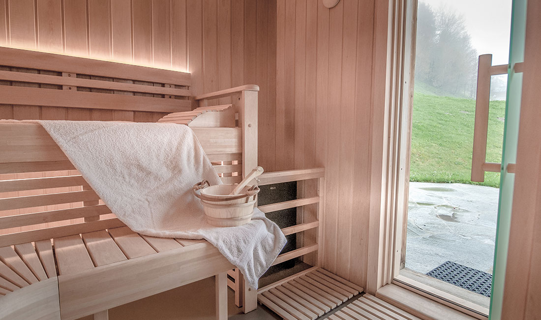 a sauna in a chalet