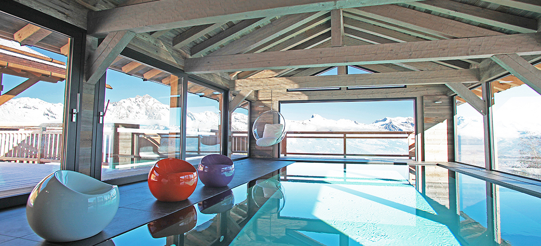 heated indoor pool in Swiss chalet